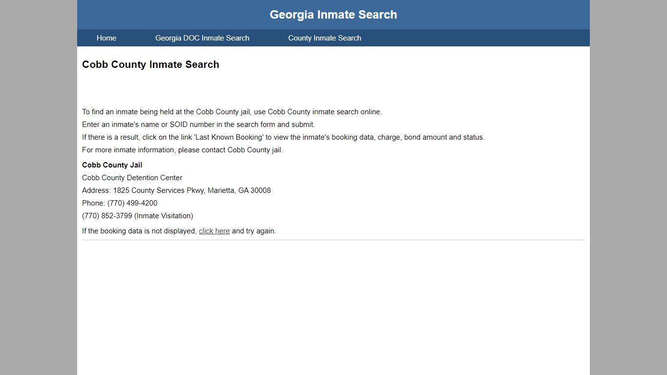 Cobb County Jail Inmate Search